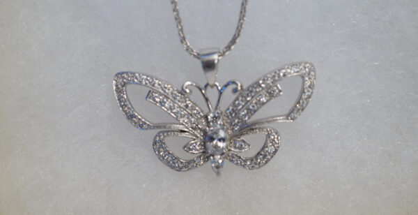 butterfly silver cz pendant
